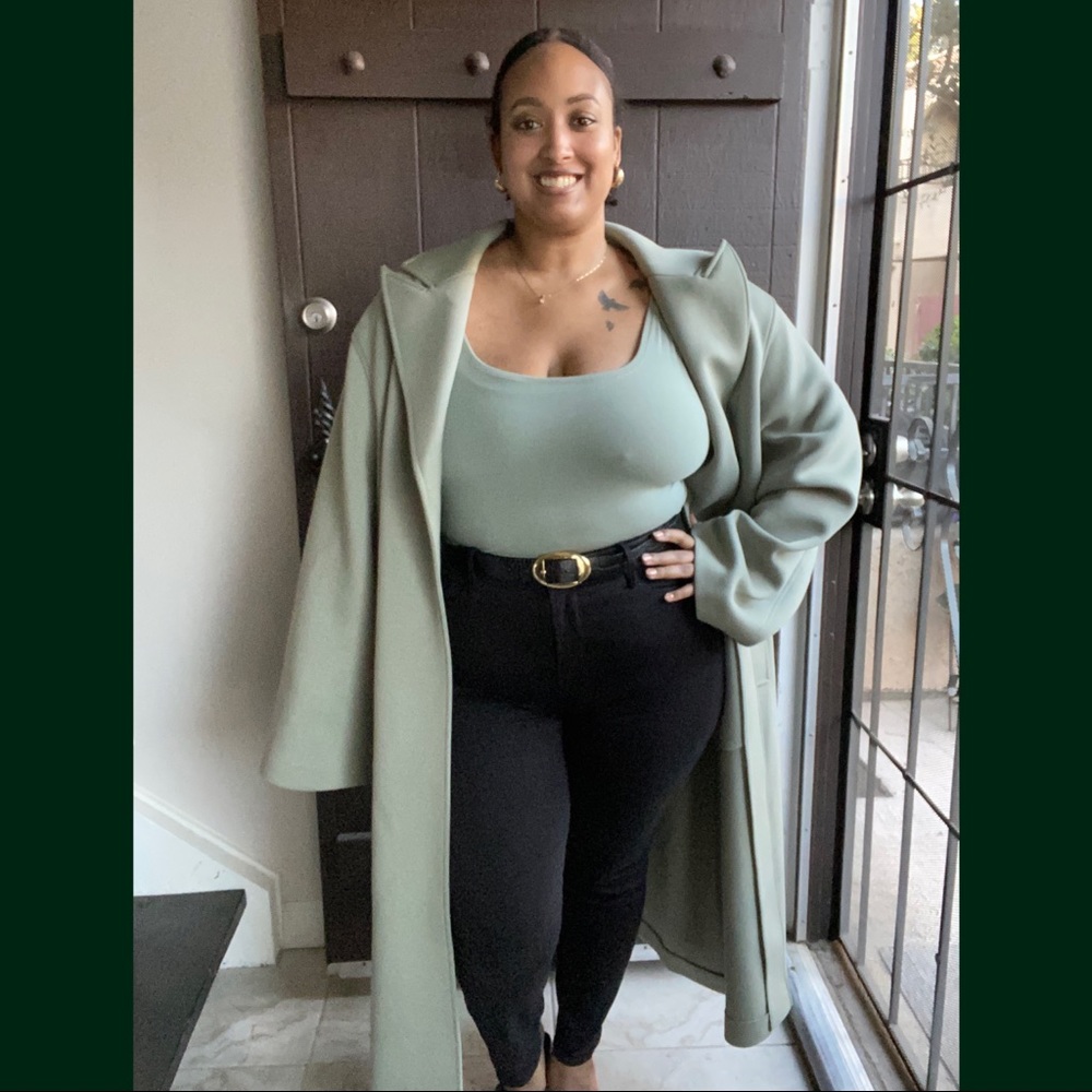 ASOS Design Curve Scuba Chuck On Coat in Sage
